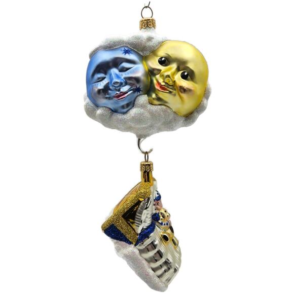 Patricia Breen Sweet Dreams Pearl Bed Gold Trim Moon Sun Christmas Tree Ornament - Picture 1 of 13